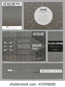 Set of business templates for presentation, brochure, flyer or booklet. Chemistry pattern, hexagonal design vector illustration