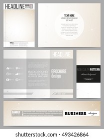 Set of business templates for presentation, brochure, flyer or booklet. Abstract polygonal low poly backdrop with connecting dots and lines, connection structure. Vector science background