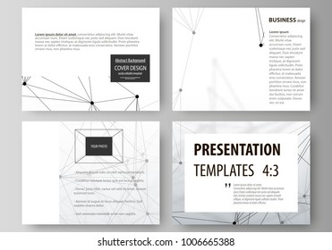 Set of business templates for presentation slides. Easy editable abstract vector layouts in flat design. DNA and neurons molecule structure. Medicine, science, technology concept. Scalable graphic.