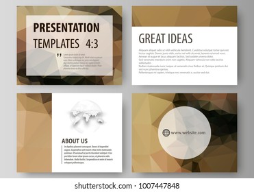 Set of business templates for presentation slides. Easy editable abstract vector layouts in flat design. Beautiful background. Geometrical colorful polygonal pattern in triangular style.