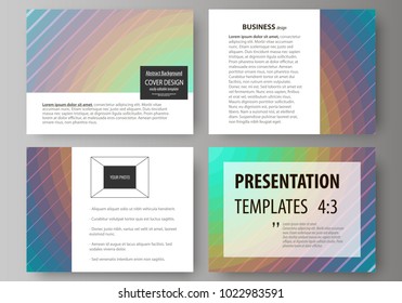 Set of business templates for presentation slides. Abstract vector layouts in flat style. Minimalistic design with circles, diagonal lines. Geometric shapes forming beautiful retro background.