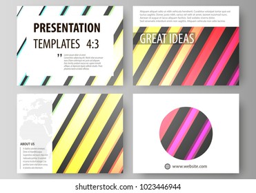 Set of business templates for presentation slides. Vector layouts in flat style. Bright color rectangles, colorful design with geometric rectangular shapes forming abstract beautiful background.