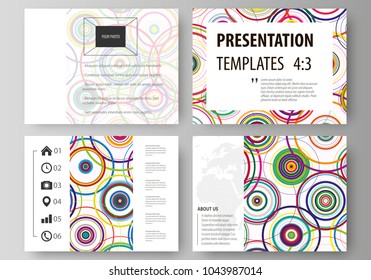 Set of business templates for presentation slides. Easy editable abstract vector layouts in flat design. Bright color background in minimalist style made from colorful circles.