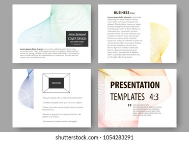 Set of business templates for presentation slides. Easy editable layouts, vector illustration. Colorful design background with abstract waves.