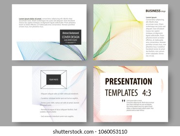 Set of business templates for presentation slides. Easy editable layouts, vector illustration. Colorful design background with abstract waves.