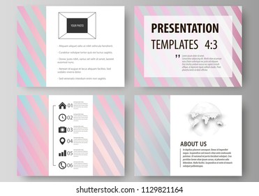 Set of business templates for presentation slides. Easy editable abstract vector layouts in flat design. Sweet pink and blue decoration, pretty romantic design, cute candy background.