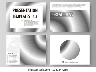 Set of business templates for presentation slides. Easy editable abstract vector layouts in flat design. Simple monochrome geometric pattern. Minimalistic background. Gray color shapes.