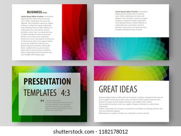 Set of business templates for presentation slides. Easy editable layouts in flat style, vector illustration. Colorful design with overlapping geometric shapes forming abstract beautiful background.