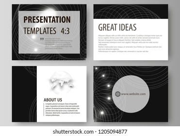 Set of business templates for presentation slides. Easy editable abstract vector layouts in flat design. Sacred geometry, glowing geometrical ornament. Mystical background.