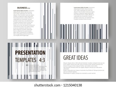 Set of business templates for presentation slides. Easy editable abstract vector layouts in flat design. Simple monochrome geometric pattern. Minimalistic background. Gray color shapes.