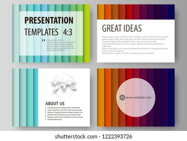 Set of business templates for presentation slides. vector layouts in flat style. Bright color rectangles, colorful design, geometric rectangular shapes forming abstract beautiful background.
