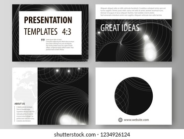 Set of business templates for presentation slides. Easy editable abstract vector layouts in flat design. Sacred geometry, glowing geometrical ornament. Mystical background.