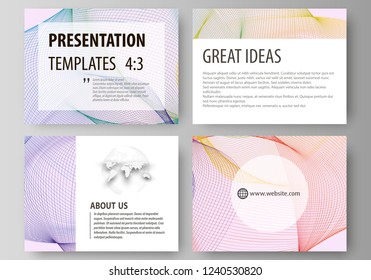 Set of business templates for presentation slides. Easy editable vector layouts in flat design. Colorful decoration with waves forming abstract beautiful background.