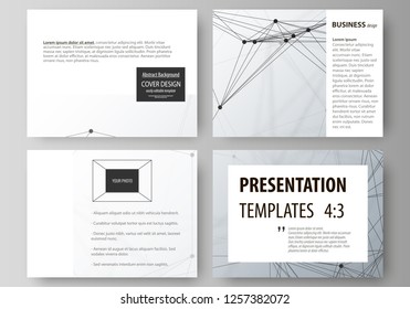 Set of business templates for presentation slides. Vector layouts in flat design. Genetic and chemical compounds. Atom, DNA and neurons. Medicine, chemistry, science or technology concept.