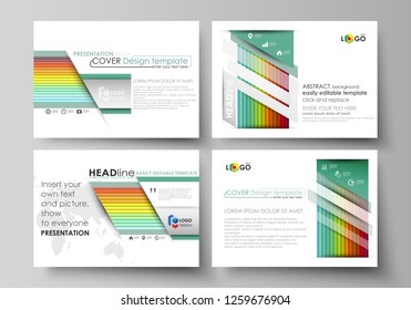 Set of business templates for presentation slides. vector layouts in flat style. Bright color rectangles, colorful design, geometric rectangular shapes forming abstract beautiful background.