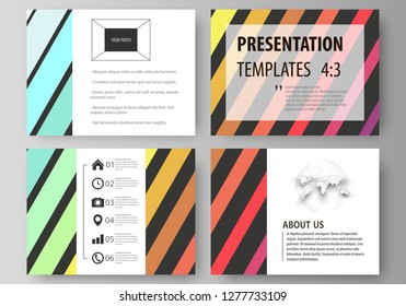 Set of business templates for presentation slides. Vector layouts in flat style. Bright color rectangles, colorful design with geometric rectangular shapes forming abstract beautiful background.