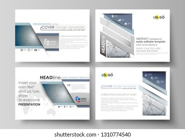 Set of business templates for presentation slides. Easy editable abstract vector layouts in flat design. DNA and neurons molecule structure. Medicine, science, technology concept. Scalable graphic.