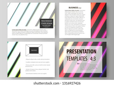 Set of business templates for presentation slides. Vector layouts in flat style. Bright color rectangles, colorful design with geometric rectangular shapes forming abstract beautiful background.