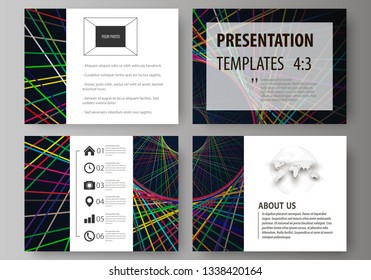 Set of business templates for presentation slides. Easy editable abstract vector layouts in flat design. Bright color lines, colorful beautiful background. Perfect decoration.