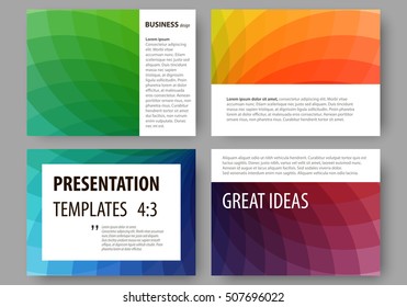 Set of business templates for presentation slides. Easy editable layouts, vector illustration. Colorful design background with abstract shapes, overlap effect.