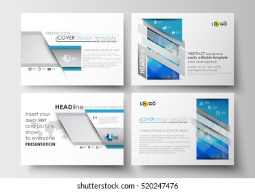 Set of business templates for presentation slides. Easy editable layouts in flat design. Abstract triangles, blue and gray triangular background, modern polygonal vector