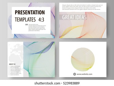 Set of business templates for presentation slides. Easy editable layouts in flat style, vector illustration. Colorful design with waves forming abstract beautiful background.