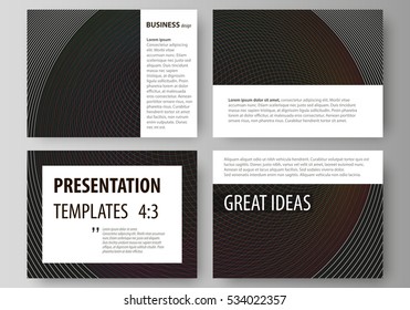 Set of business templates for presentation slides. Easy editable vector layouts in flat design. Dark color modern abstract background with colorful circles.