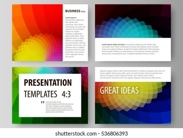 Set of business templates for presentation slides. Easy editable layouts in flat style, vector illustration. Colorful design with overlapping geometric shapes forming abstract beautiful background