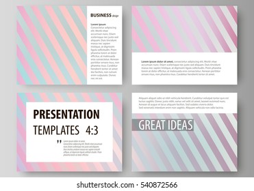 Set of business templates for presentation slides. Easy editable abstract vector layouts in flat style. Sweet pink and blue decoration, pretty romantic design, cute candy background