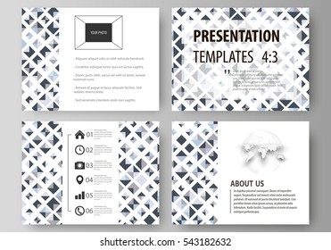 Set of business templates for presentation slides. Abstract layouts in vector design. Blue color pattern with rhombuses, abstract design geometrical vector background. Simple modern stylish texture.