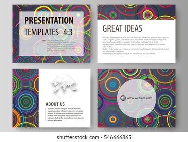Set of business templates for presentation slides. Easy editable abstract vector layouts in flat design. Bright color background in minimalist style made from colorful circles.