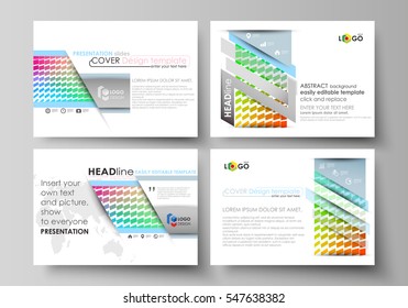 Set of business templates for presentation slides. Easy editable vector layouts in flat design. Colorful rectangles, moving dynamic shapes forming abstract polygonal style background