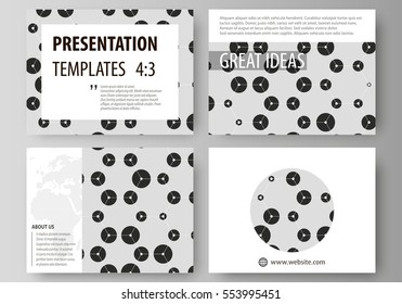 Set of business templates for presentation slides. Abstract vector layouts in flat style. Chemistry pattern, hexagonal design molecule structure, medical DNA research. Geometric colorful background.