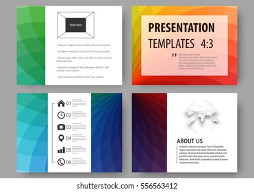 Set of business templates for presentation slides. Easy editable layouts, vector illustration. Colorful design background with abstract shapes, overlap effect