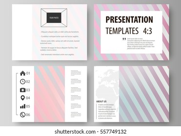 Set of business templates for presentation slides. Easy editable abstract vector layouts in flat style. Sweet pink and blue decoration, pretty romantic design, cute candy background.