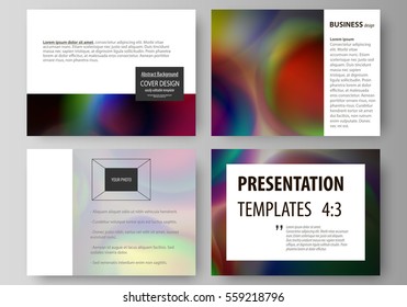 Set of business templates for presentation slides. Easy editable layouts in flat style, vector illustration. Colorful design background with abstract shapes, bright cell backdrop.