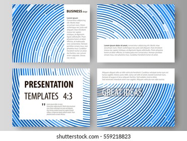 Set of business templates for presentation slides. Easy editable abstract vector layouts in flat design. Blue color background in minimalist style made from colorful circles.
