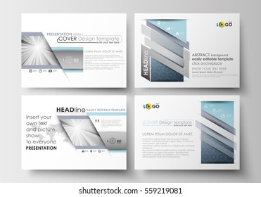 Set of business templates for presentation slides. Easy editable layouts in flat design. Abstract blue or gray pattern with lines, modern stylish vector texture.