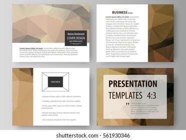 Set of business templates for presentation slides. Easy editable abstract vector layouts in flat design. Beautiful background. Geometrical colorful polygonal pattern in triangular style