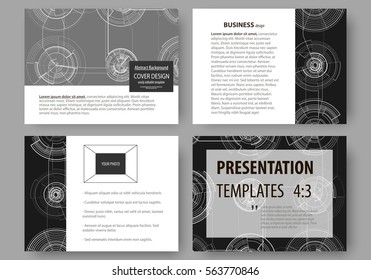 Set of business templates for presentation slides. Easy editable layouts, vector illustration. High tech design, connecting system. Science and technology concept. Futuristic abstract background.