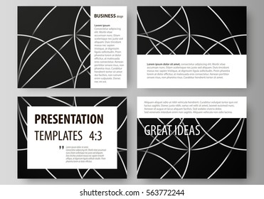 Set of business templates for presentation slides. Easy editable vector layouts in flat design. Celtic pattern. Abstract ornament, geometric vintage texture, medieval classic ethnic style.