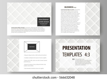 Set of business templates for presentation slides. Easy editable abstract vector layouts in flat design. Shiny fabric, rippled texture, white color silk, colorful vintage style background.
