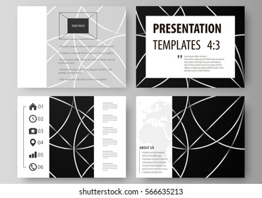 Set of business templates for presentation slides. Easy editable vector layouts in flat design. Celtic pattern. Abstract ornament, geometric vintage texture, medieval classic ethnic style.