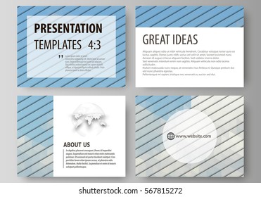 Set of business templates for presentation slides. Easy editable abstract vector layouts in flat design. Blue color triangles and colorful polygones. Abstract polygonal style background.