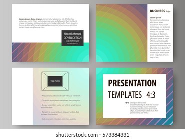 Set of business templates for presentation slides. Abstract vector layouts in flat style. Minimalistic design with circles, diagonal lines. Geometric shapes forming beautiful retro background