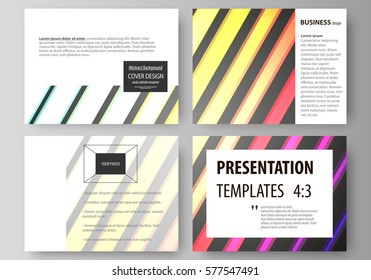 Set of business templates for presentation slides. Vector layouts in flat style. Bright color rectangles, colorful design with geometric rectangular shapes forming abstract beautiful background