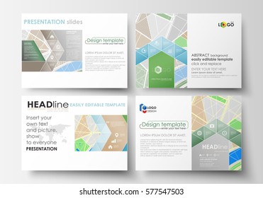 Set of business templates for presentation slides. Easy editable layouts. City map with streets. Flat design template, tourism businesses, abstract vector illustration