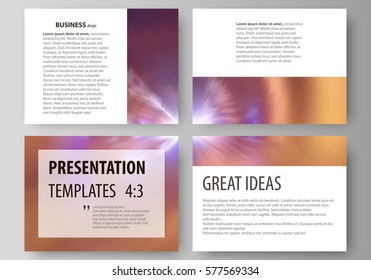 Set of business templates for presentation slides. Easy editable abstract vector layouts in flat style. Bright color colorful design, beautiful futuristic background