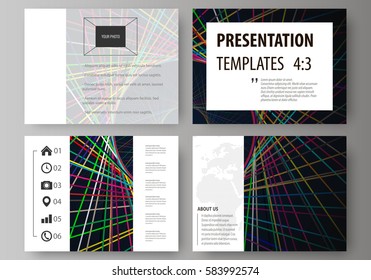 Set of business templates for presentation slides. Easy editable abstract vector layouts in flat design. Bright color lines, colorful beautiful background. Perfect decoration