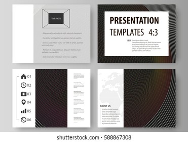 Set of business templates for presentation slides. Easy editable vector layouts in flat design. Dark color modern abstract background with colorful circles.